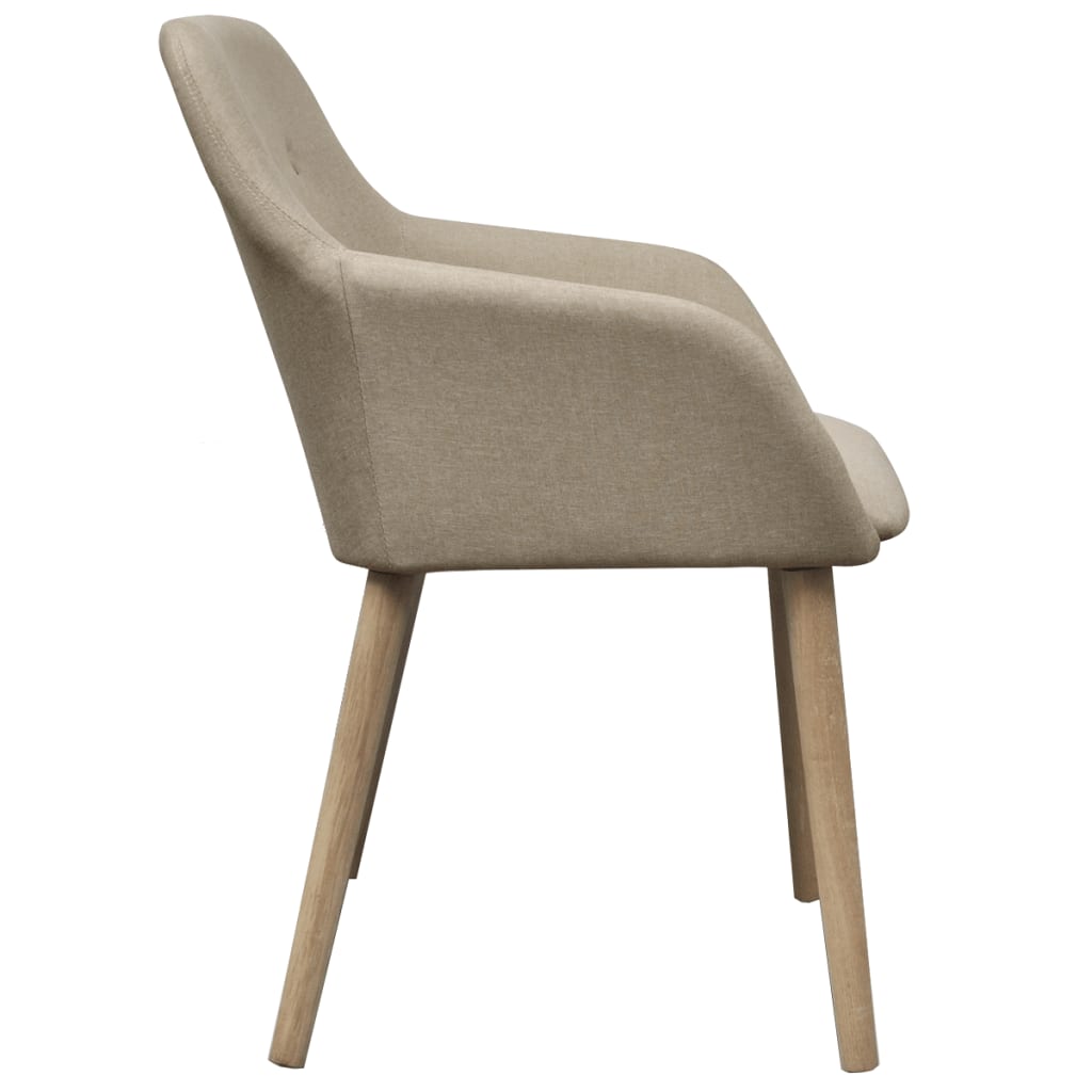 Chaises à manger lot de 6 beige tissu et chêne massif