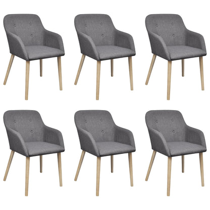 Chaises à manger lot de 6 gris clair tissu et chêne massif