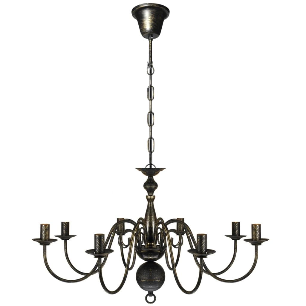 Lustre en métal noir antique 8 x E14 ampoules