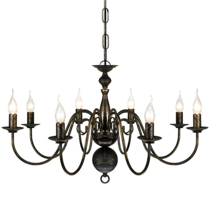 Lustre en métal noir antique 8 x E14 ampoules