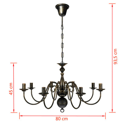 Lustre en métal noir antique 8 x E14 ampoules