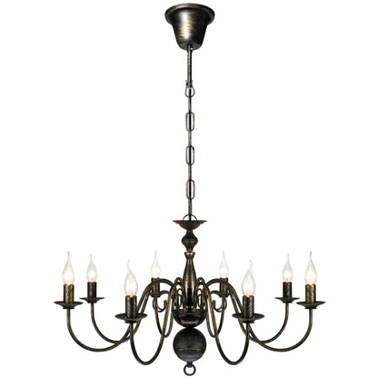 Lustre en métal noir antique 8 x E14 ampoules