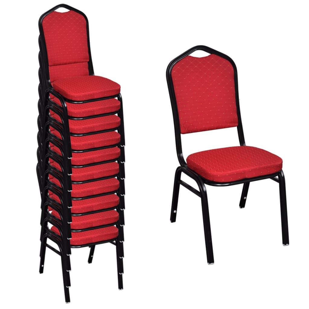 Chaises à manger lot de 10 rouge tissu