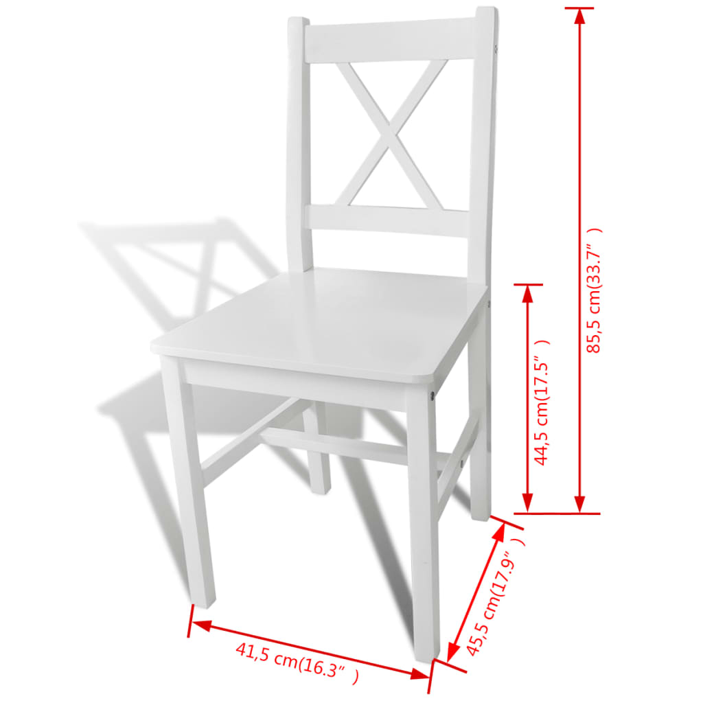 Chaises à manger lot de 2 blanc bois de pin