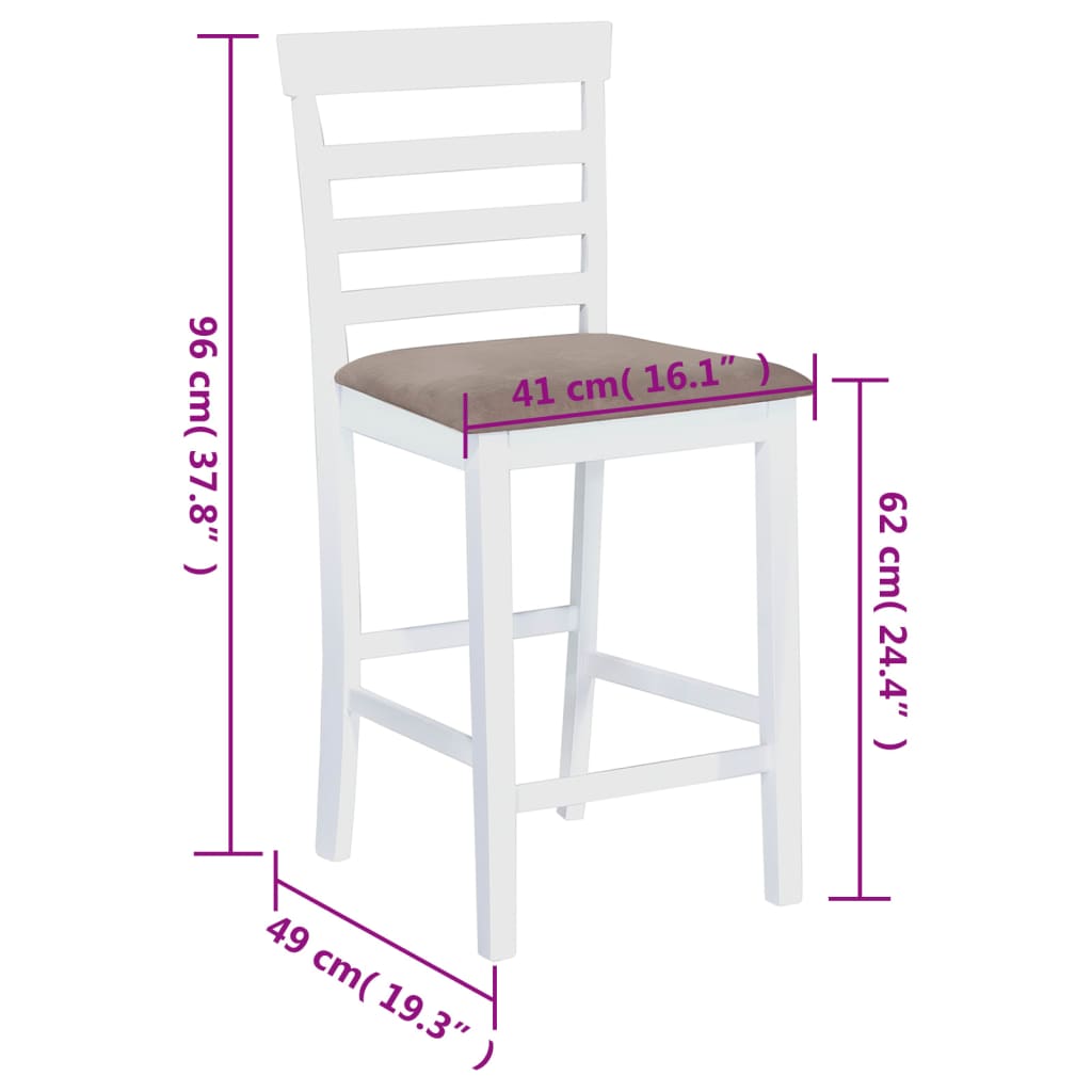 Chaises de bar lot de 2 blanc tissu