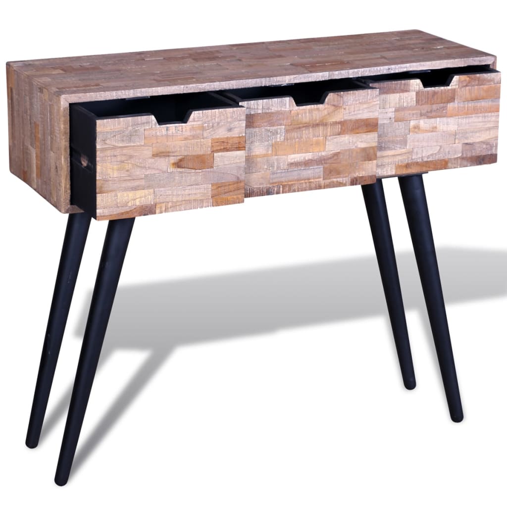 Table console avec 3 tiroirs Bois de teck recyclé