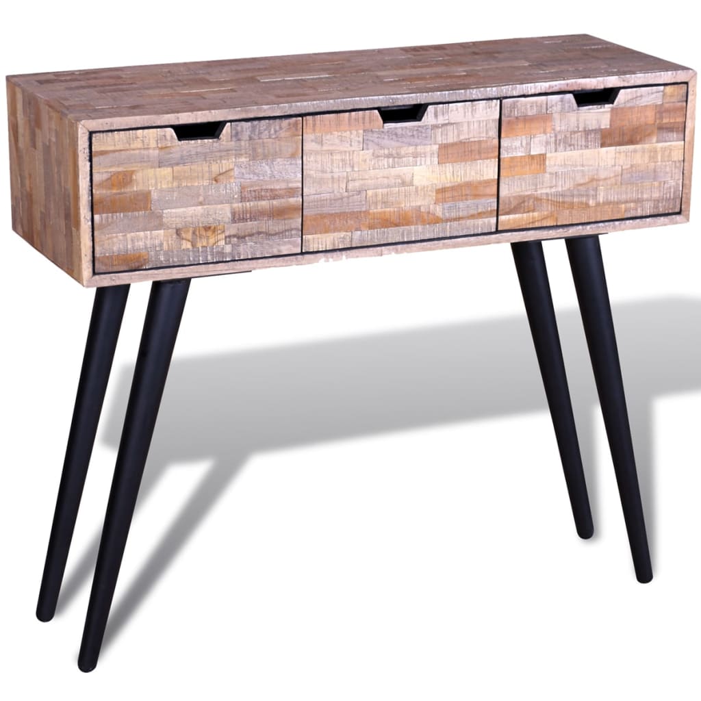 Table console avec 3 tiroirs Bois de teck recyclé