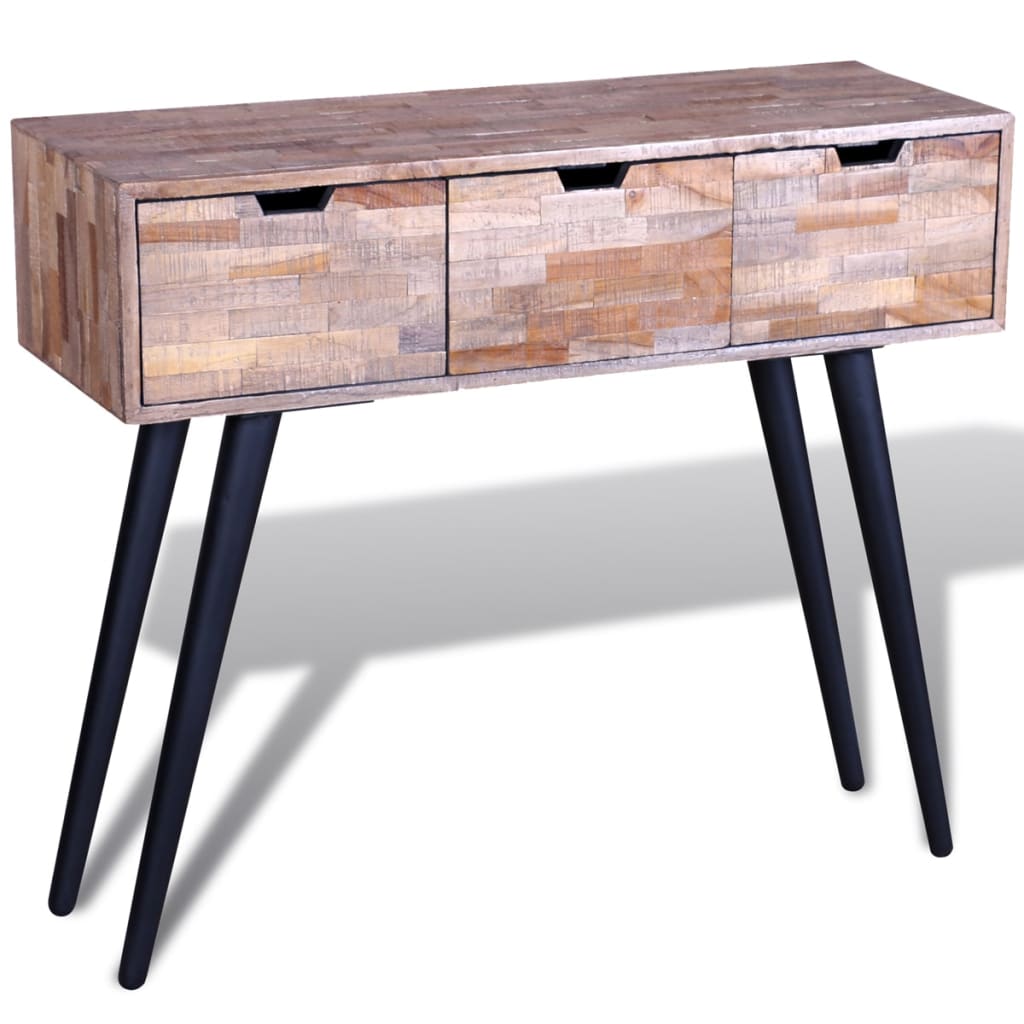 Table console avec 3 tiroirs Bois de teck recyclé