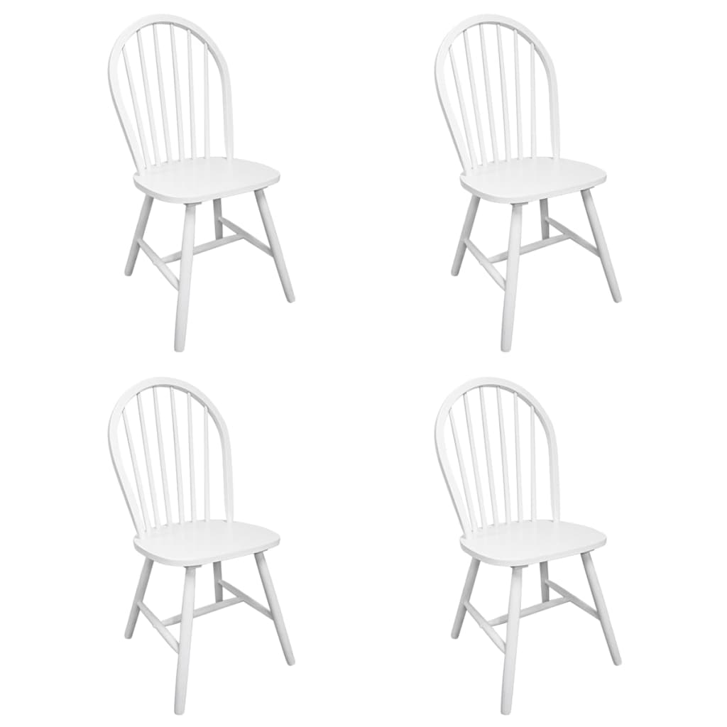 Chaises à manger lot de 4 blanc bois d'hévéa solide