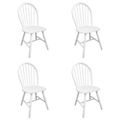 Chaises à manger lot de 4 blanc bois d'hévéa solide