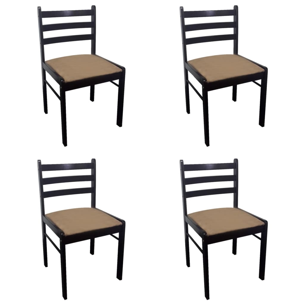 Chaises à manger lot de 4 marron hévéa solide et velours