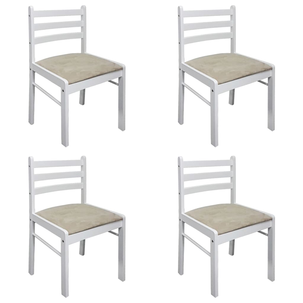 Chaises à manger lot de 4 blanc hévéa solide et velours