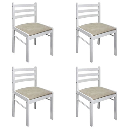 Chaises à manger lot de 4 blanc hévéa solide et velours