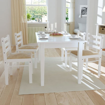 Chaises à manger lot de 4 blanc hévéa solide et velours