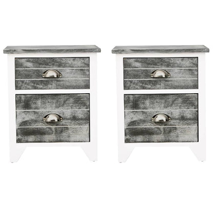 Table de chevet 2 pcs avec 2 tiroirs Gris et blanc