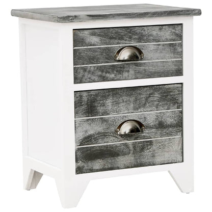 Table de chevet 2 pcs avec 2 tiroirs Gris et blanc