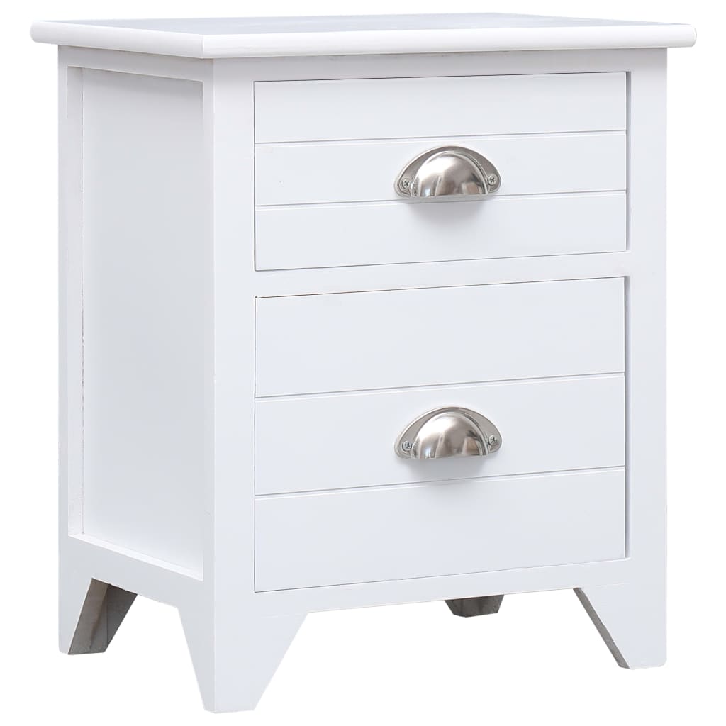 Table de chevet 2 pcs avec 2 tiroirs Blanc