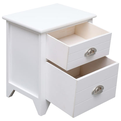 Table de chevet 2 pcs avec 2 tiroirs Blanc