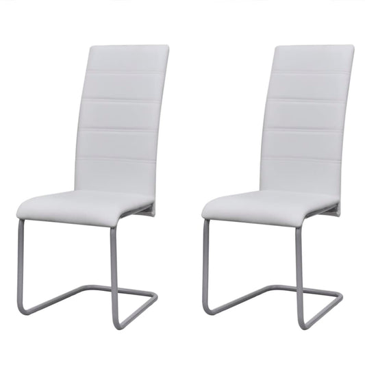 Chaises à manger cantilever lot de 2 blanc similicuir