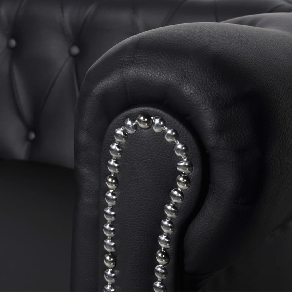 Canapé Chesterfield à 2 places cuir synthétique noir