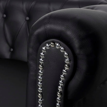 Canapé Chesterfield à 2 places cuir synthétique noir