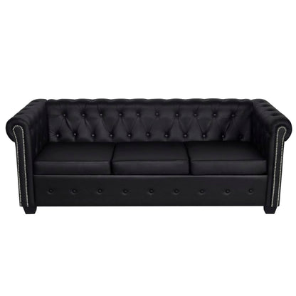 Canapé Chesterfield à 3 places cuir synthétique noir