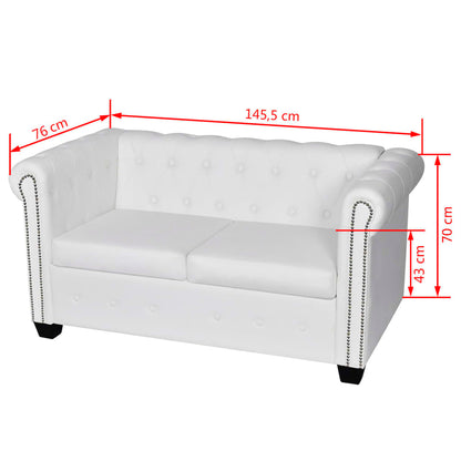 Canapé Chesterfield à 2 places cuir synthétique blanc