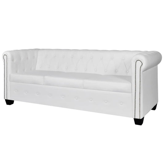 Canapé Chesterfield à 3 places cuir synthétique blanc