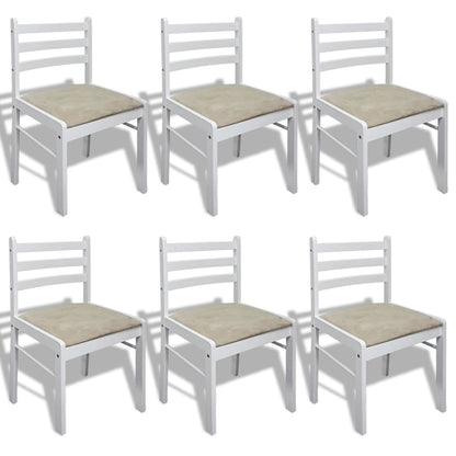 Chaises à manger lot de 6 blanc bois solide et velours