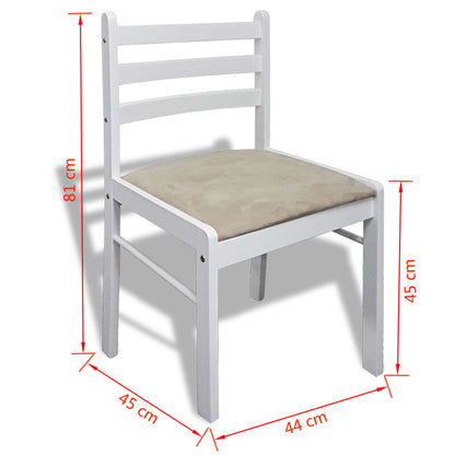 Chaises à manger lot de 6 blanc bois solide et velours