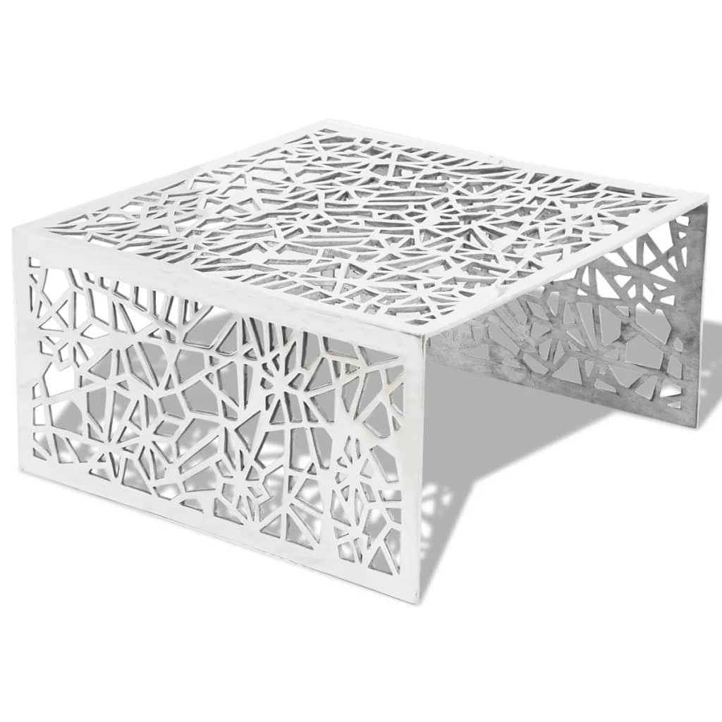 Table basse argentée Design géométrique Aluminium