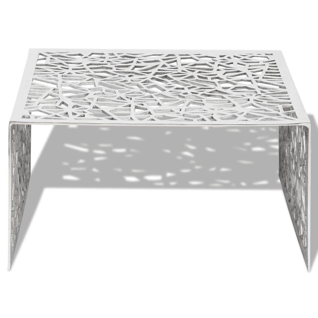 Table basse argentée Design géométrique Aluminium