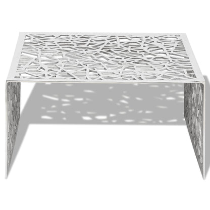 Table basse argentée Design géométrique Aluminium