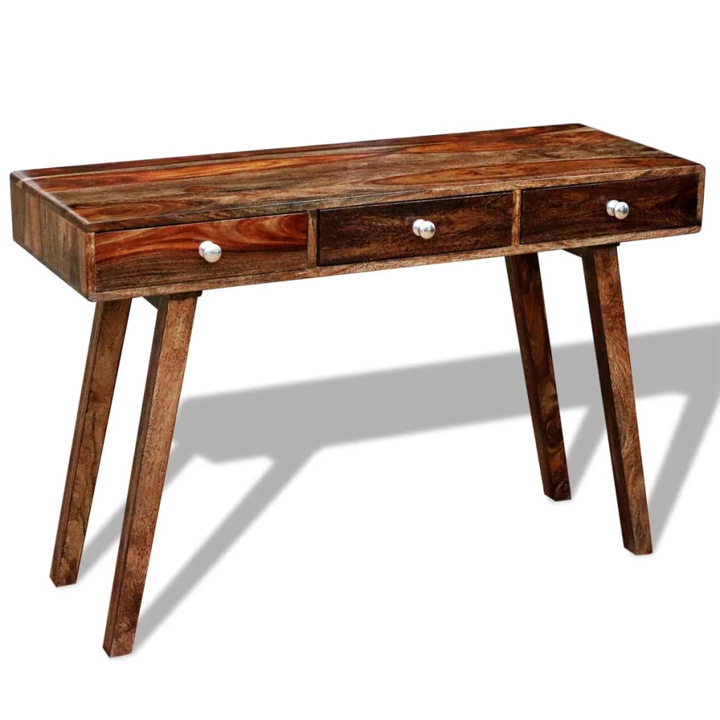 Table console avec 3 tiroirs 76 cm Bois massif