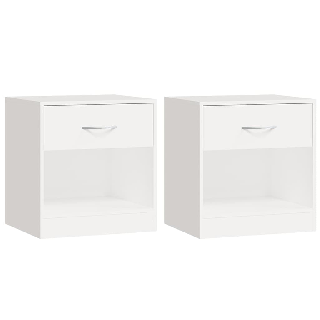 Table de chevet 2 pcs avec tiroir Blanc