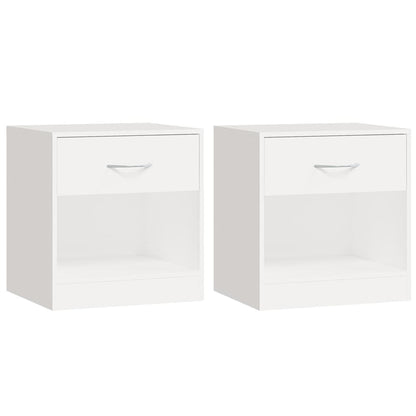 Table de chevet 2 pcs avec tiroir Blanc