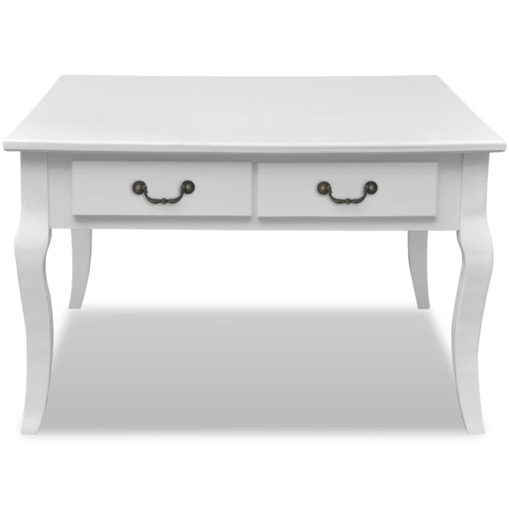 Table basse avec 4 tiroirs Blanc