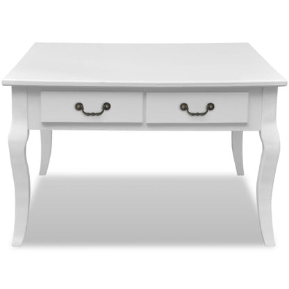 Table basse avec 4 tiroirs Blanc