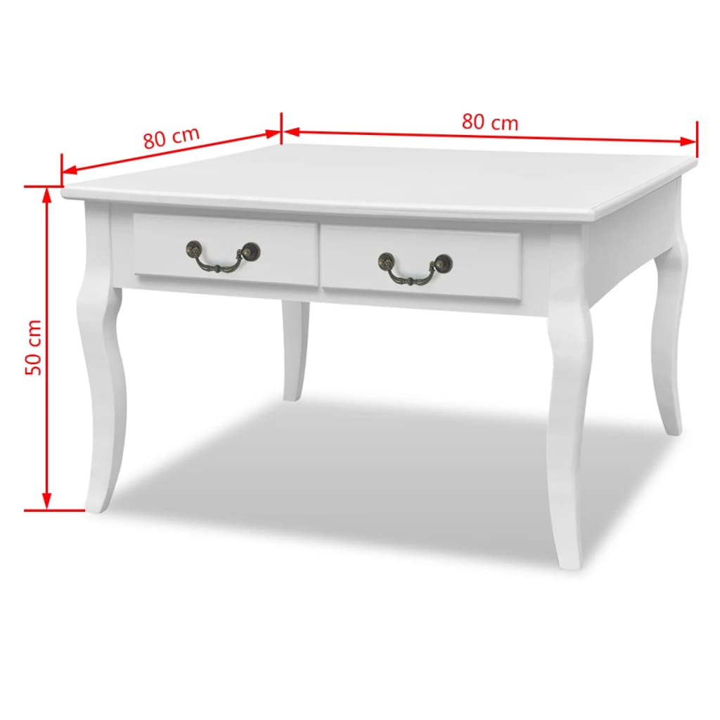 Table basse avec 4 tiroirs Blanc