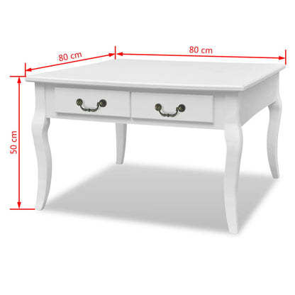 Table basse avec 4 tiroirs Blanc