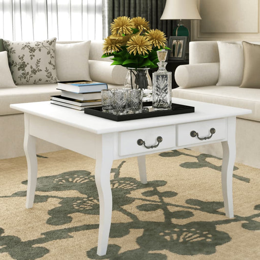 Table basse avec 4 tiroirs Blanc