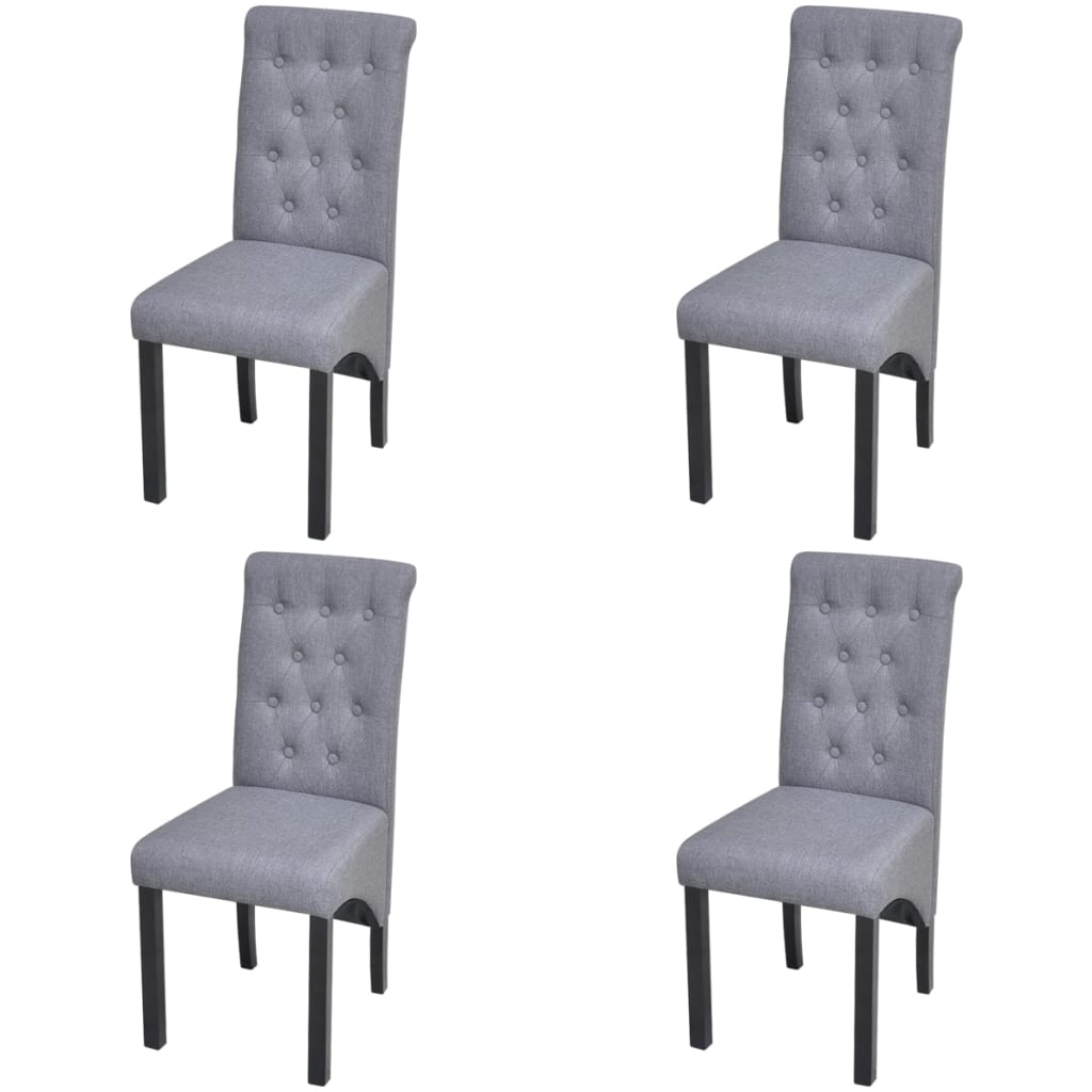 Chaises à manger lot de 4 gris clair tissu