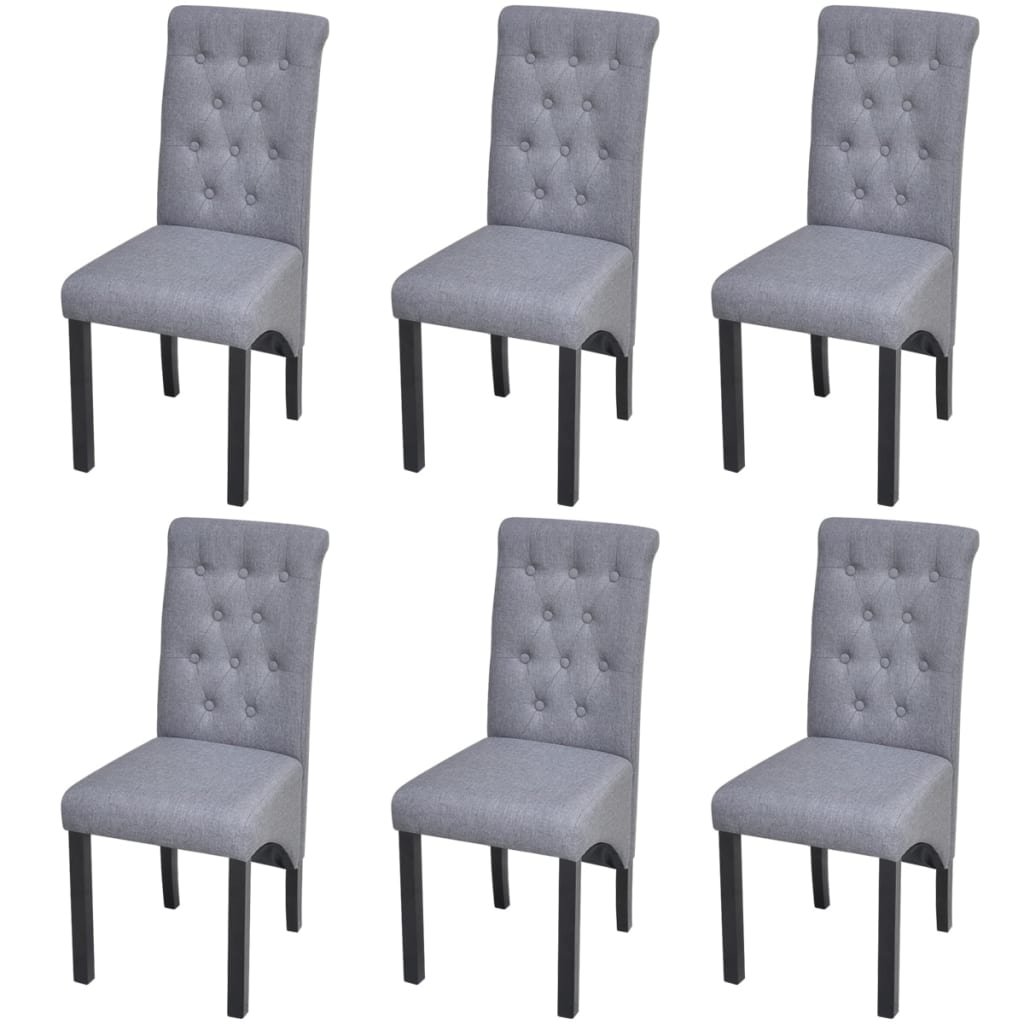 Chaises à manger lot de 6 gris clair tissu