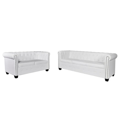 vidaXL Canapé Chesterfield à 2 places et à 3 places blanc