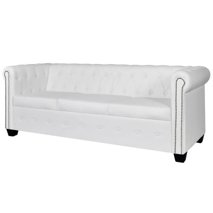 vidaXL Canapé Chesterfield à 2 places et à 3 places blanc