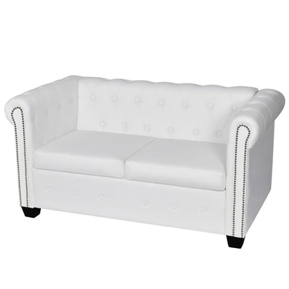 vidaXL Canapé Chesterfield à 2 places et à 3 places blanc