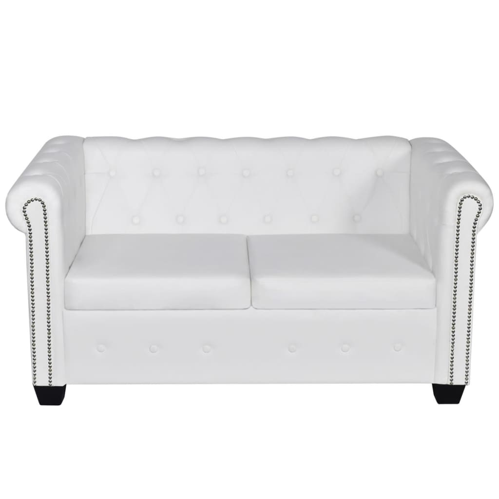 vidaXL Canapé Chesterfield à 2 places et à 3 places blanc