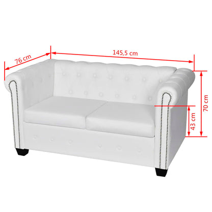 vidaXL Canapé Chesterfield à 2 places et à 3 places blanc