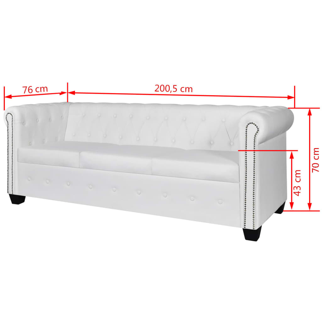 vidaXL Canapé Chesterfield à 2 places et à 3 places blanc