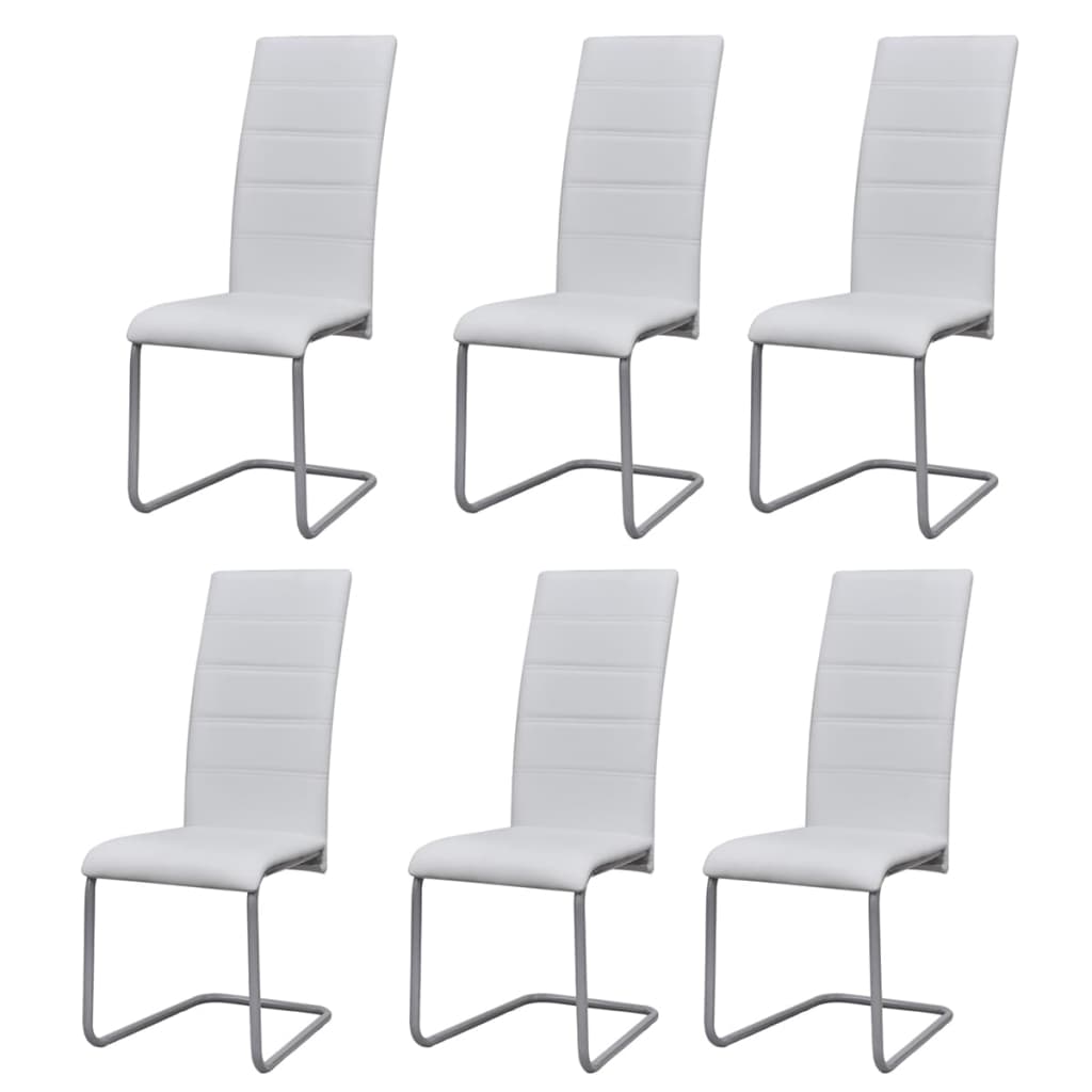 Chaises à manger cantilever lot de 6 blanc similicuir